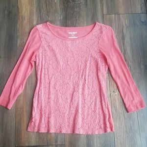 Old Navy laced three-quarter-length coral shirt